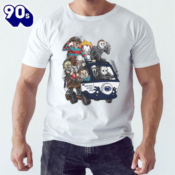 Halloween 2024 Penn State Halloween Nittany Lions Horror Movies Characters Bus Shirt