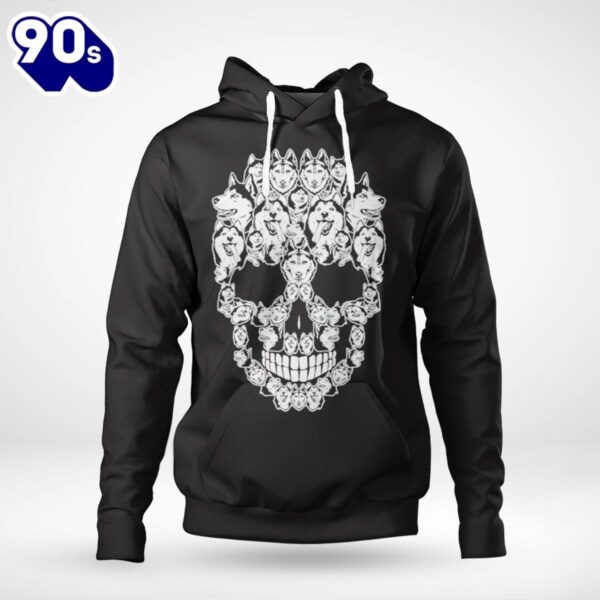 Halloween 2024 Siberian Husky Dog Skull Halloween Hoodie