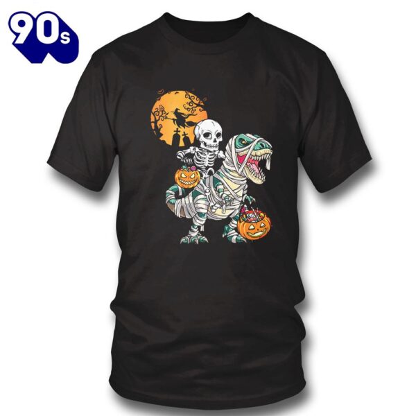 Halloween 2024 Skeleton Riding Dinosaur Trex Halloween T-Shirt