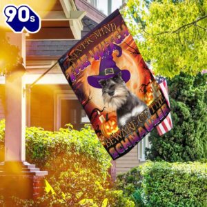 halloween beware of the schnauzer golden moon house flag