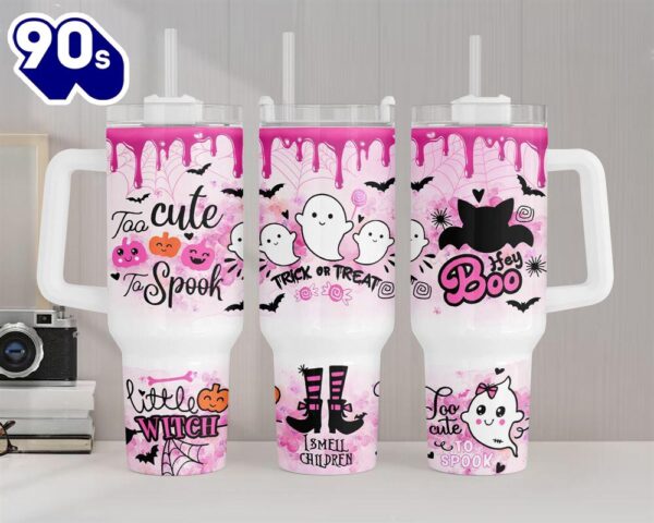 Halloween Cute Ghost Custom Stanley Cup 40 Oz Tumbler With Handle