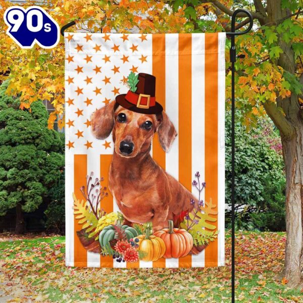 Halloween  Halloween Dachshund American Flag Happy Thanksgiving Dachshund Flag, Halloween Garden Flags