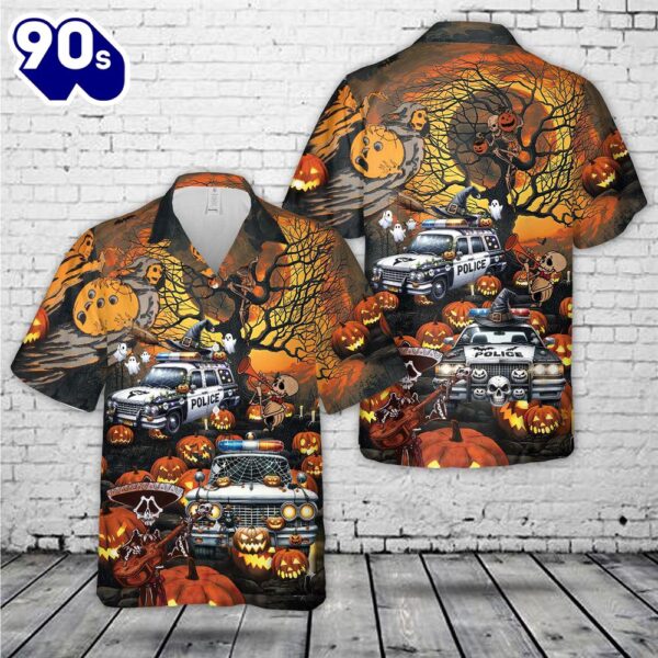 Halloween Police Car Hawaiian Shirt