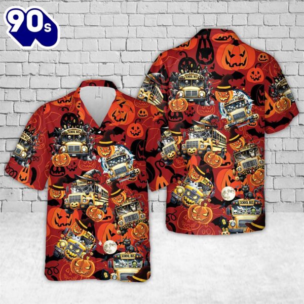 Halloween School Bus Hawaiian Shirt 1