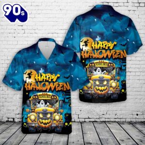 Halloween School Bus Hawaiian Shirt