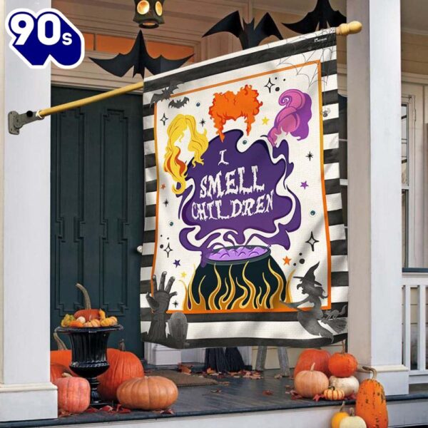 Halloween  Halloween Three Witches I Smell Children Flag, Halloween Garden Flags