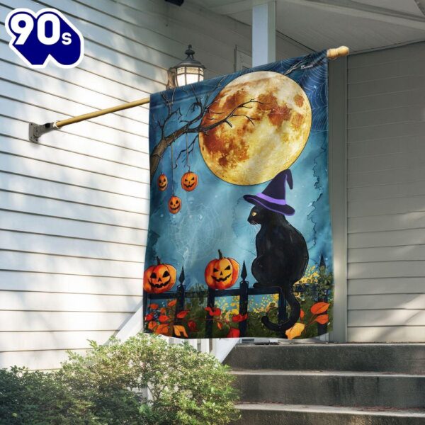 Halloween  Halloween Witchy Black Cat Flag, Halloween Garden Flags