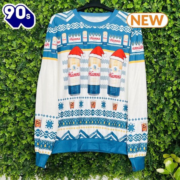 Hamm’s Beer Cans Holiday Ugly Christmas Sweater