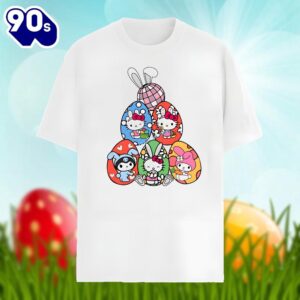 Happy Easter Day With Bunny Kitty Eggs Graphic Shirt