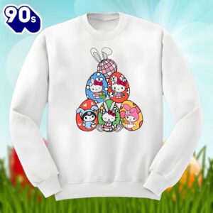 Happy Easter Day With Bunny Kitty Eggs Graphic Shirt