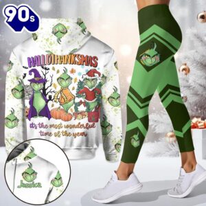 Happy Hallothanksmas - Personalized Grinch Christmas Hoodie and Leggings