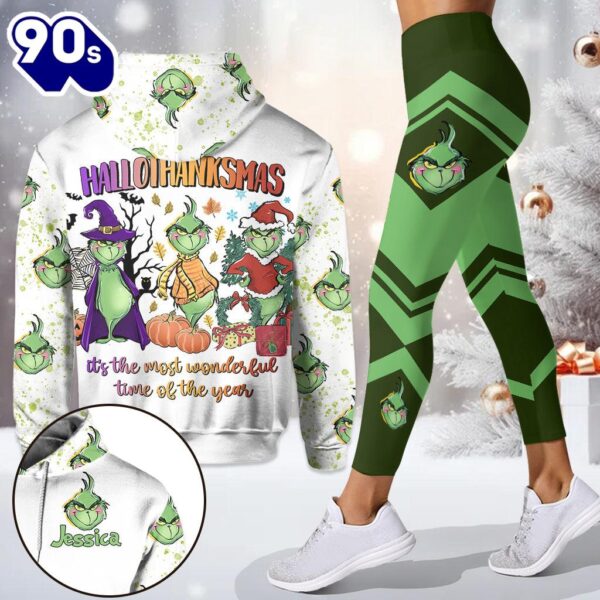 Happy Hallothanksmas – Personalized Grinch Christmas Hoodie and Leggings