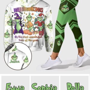 Happy Hallothanksmas - Personalized Grinch Christmas Hoodie and Leggings