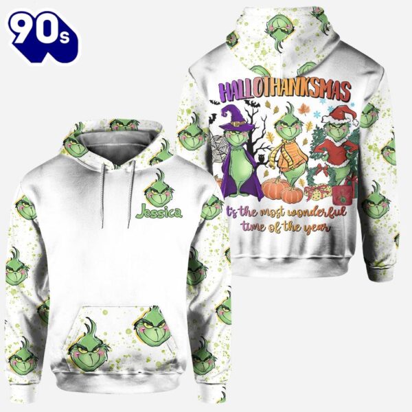 Happy Hallothanksmas – Personalized Grinch Christmas Hoodie and Leggings