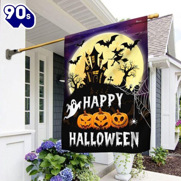 Halloween  Happy Halloween Spooky Haunted House Flag, Halloween Garden Flags