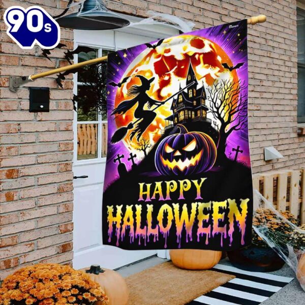 Halloween  Happy Halloween Spooky Witch Haunted House Flag, Halloween Garden Flags