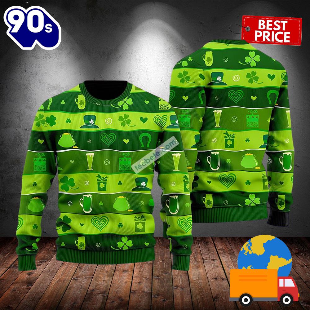Happy Saint Patricks Day Shamrock Green Naughty Ugly Sweater 2025 Happy Saint Patricks Day Shamrock Green Naughty Ugly Sweater 2025