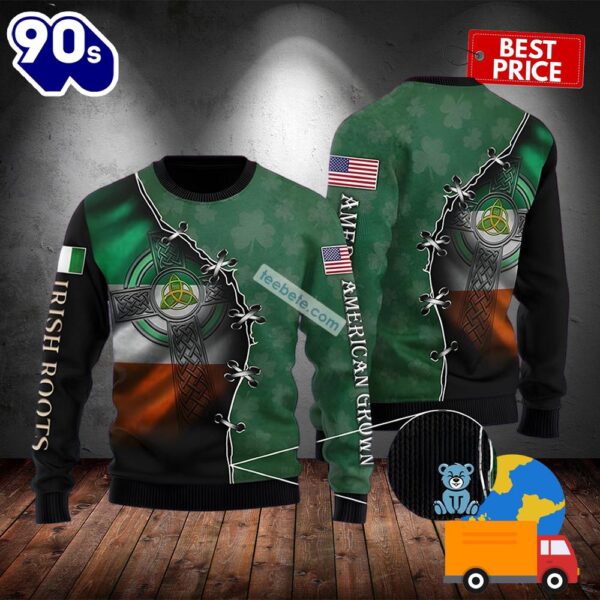 Happy St Patrick Day American Grown Green Couples Ugly Sweaters 2025