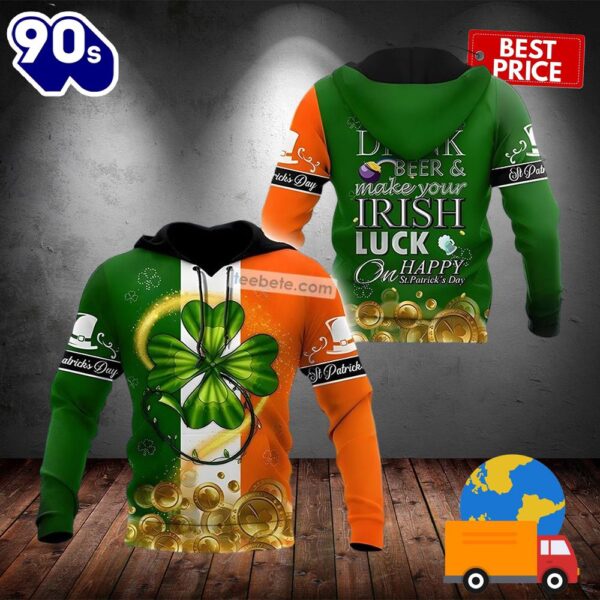 Happy St Patricks Day Irish Luck Green 3D Pullover Hoodie 2025