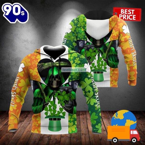 Happy St Patricks Day With Death Green 3D Hoodie Jacket 2025
