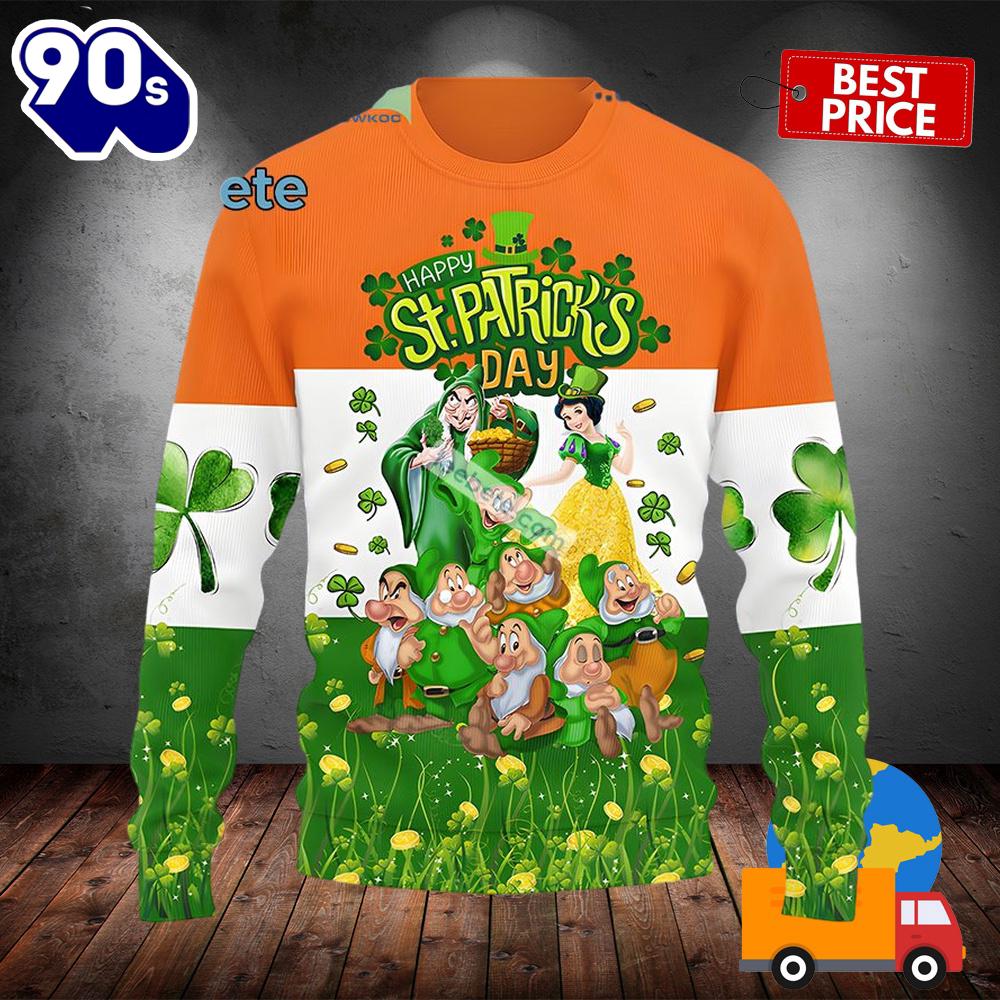 Happy St Patricks Day With Disney Snow White Green Mens Ugly Sweater 2025 Happy St Patricks Day With Disney Snow White Green Mens Ugly Sweater 2025