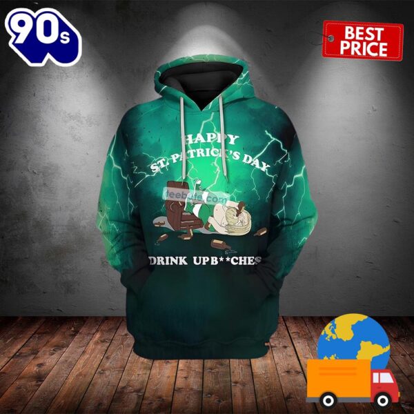Happy St Patricks Drink Up Beer Ches Green 3D Graphic Hoodie 2025