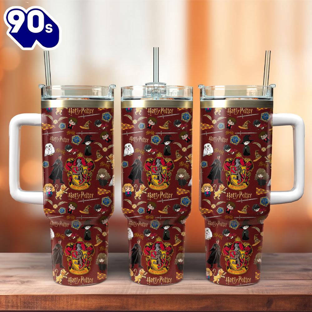 Harry Potter Gryffindor Movie Custom Stanley Quencher 40oz Stainless Steel Tumbler For Fans Harry Potter Gryffindor Movie Custom Stanley Quencher 40oz Stainless Steel Tumbler For Fans