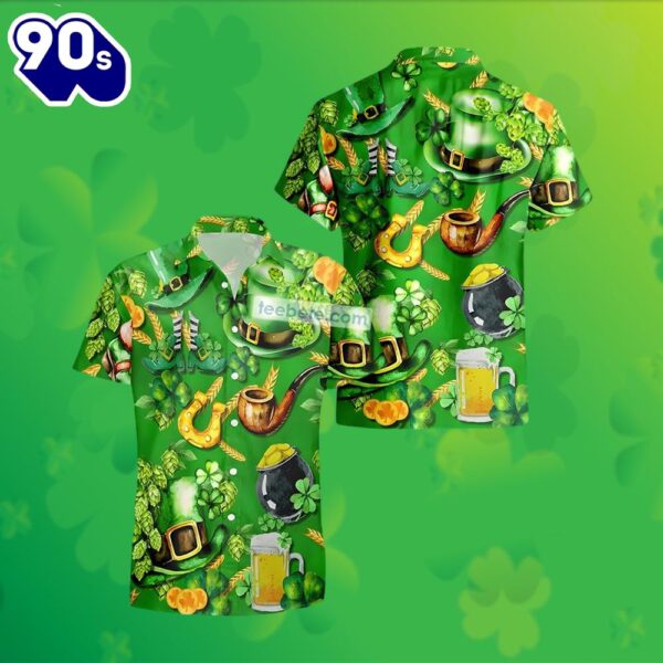 Hat Irish Beer Shamrock Horseshoe St Patrick Green Royal Hawaiian Shirts 2025