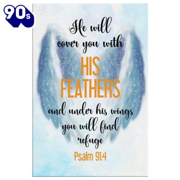 He Will Cover You With His Feathers Psalm 914 Canvas Wall Art Prints   Poster Gift Christmas