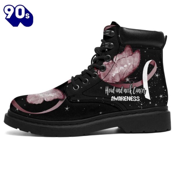 Head And Neck Cancer Awareness Leather Boots Ribbon Shoes