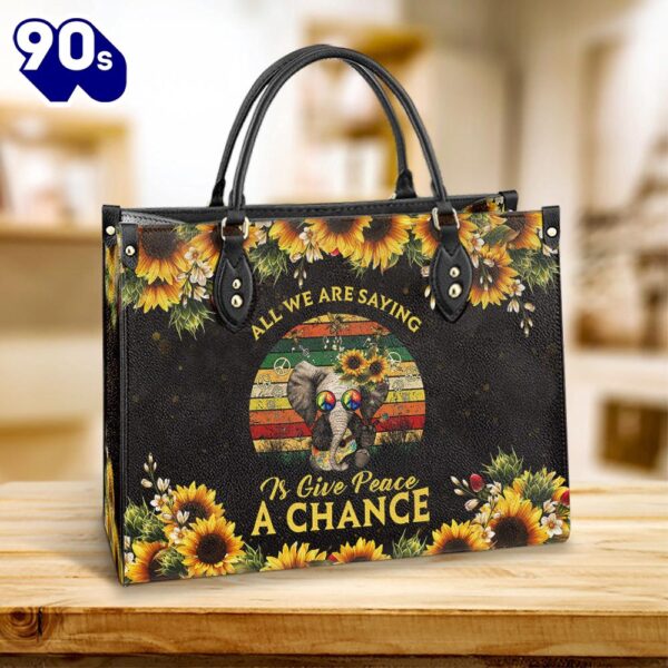 Hippie Give Peace A Chance 2 Leather Bag Christ Gifts Leather Bags  Gift For  Women Christmas