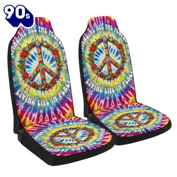 Hippie Peace Sign Christmas Imagine All The People Living Life In Peace Seat Cover Cars Gift Xmas