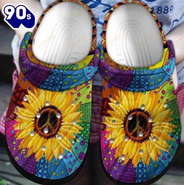 Hippie Sunflower Rubber Clog Shoes Comfy Footwear