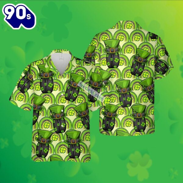 Hockey Ball Shamrock Patrick Green Big Mens Hawaiian Shirts 2025