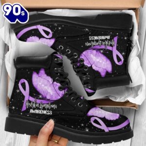 Hodgkin Lymphoma Cancer Awareness Leather Boots Ribbon Shoes