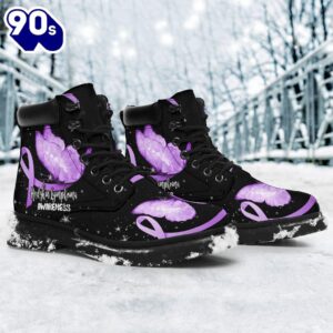 Hodgkin Lymphoma Cancer Awareness Leather Boots Ribbon Shoes