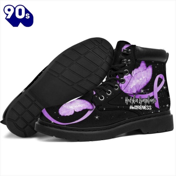 Hodgkin Lymphoma Cancer Awareness Leather Boots Ribbon Shoes