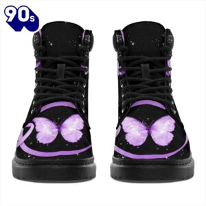 Hodgkin Lymphoma Cancer Awareness Leather Boots Ribbon Shoes