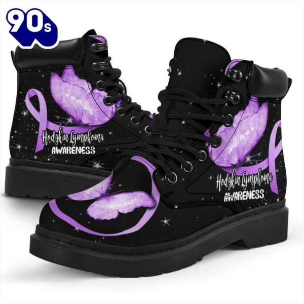 Hodgkin Lymphoma Cancer Awareness Leather Boots Ribbon Shoes