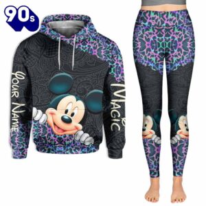 Holographic Leopard Mickey Mouse Ears - Personalized Hoodie and Leggings