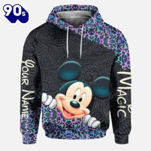 Holographic Leopard Mickey Mouse Ears - Personalized Hoodie and Leggings