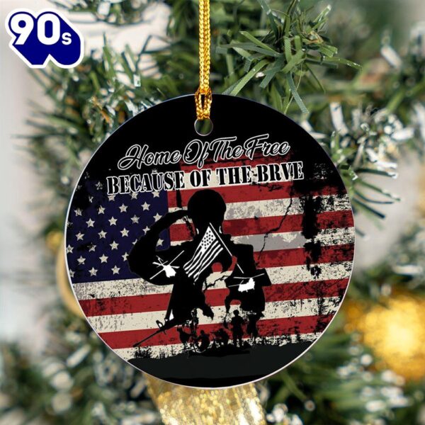 Home Of The Free Because Of The Brave Veteran Ceramic Ornament