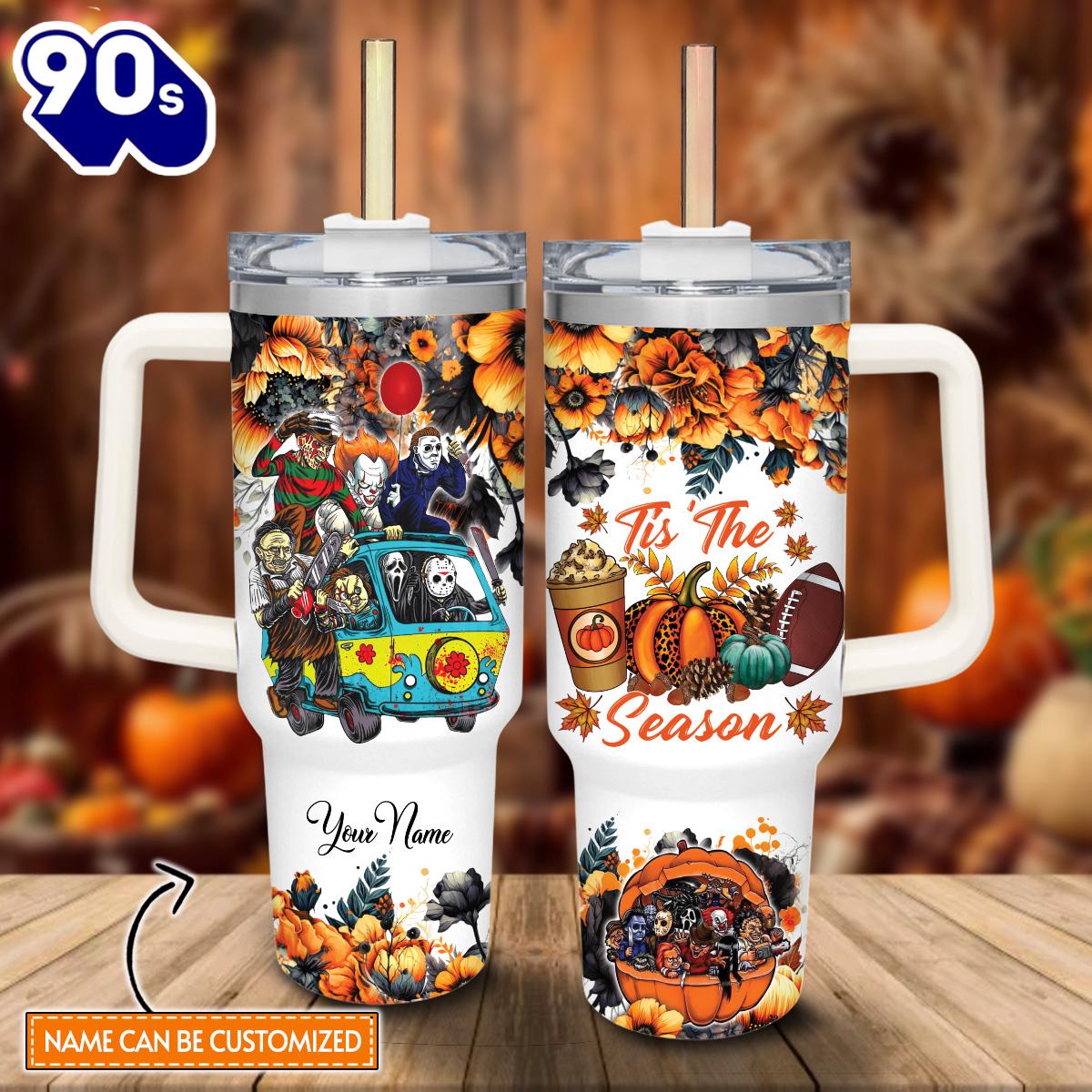 Horror Movie Characters Movie Custom Stanley Quencher 40oz Stainless Steel Tumbler With Handle 2 For Fans Horror Movie Characters Movie Custom Stanley Quencher 40oz Stainless Steel Tumbler With Handle 2 For Fans