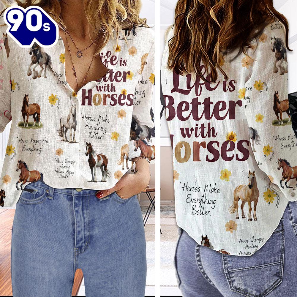 Horse 3D Linen Shirt For Fans Music Horse 3D Linen Shirt For Fans Music