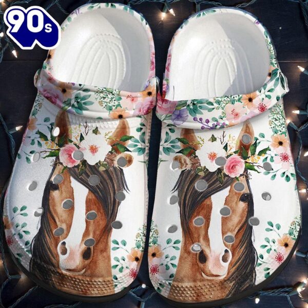 Horses Flower Custom Shoes Funny Gifts For Horse Girl – Girl Love Horses Beach Shoes