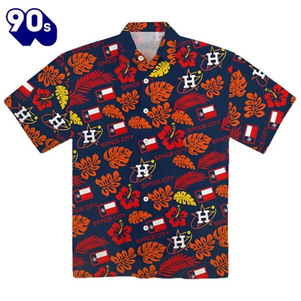 Houston Astros Hawaiian Button Up Shirts Red Floral Pattern