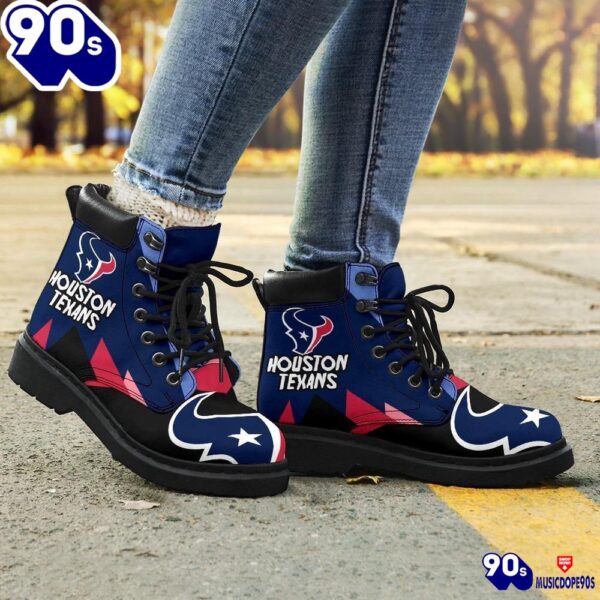 Houston Texans All Season Boots  Casual Shoes  Vegan Leather Custom Boot Shoes