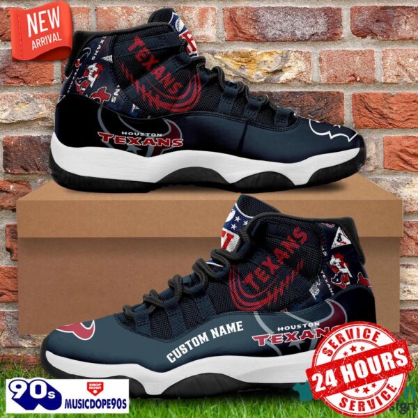 Houston Texans Custom Name NFL Air Jordan 11 Shoes Men And Women Sneakers