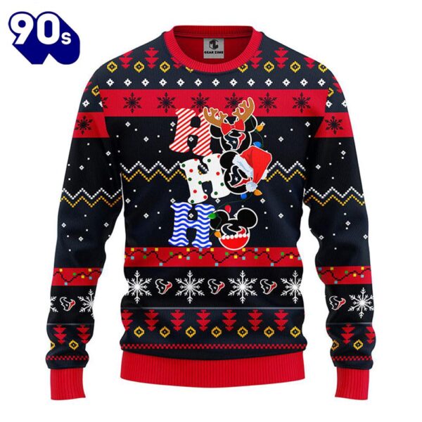 Houston Texans HoHoHo Mickey Christmas Ugly Sweater  Gift Christmas
