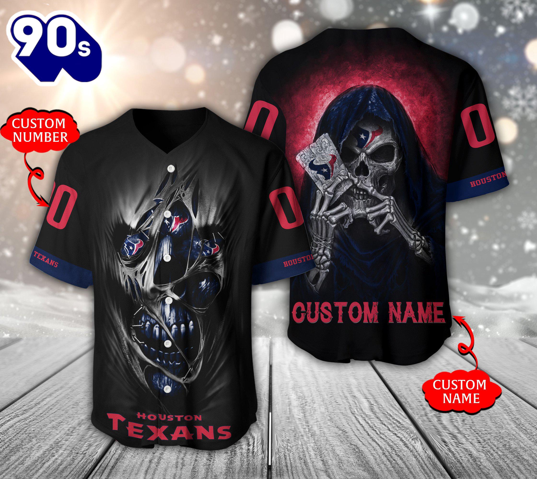 Houston Texans NFL 3D Personalized Baseball Jersey Shirt For Fans Houston Texans NFL 3D Personalized Baseball Jersey Shirt For Fans